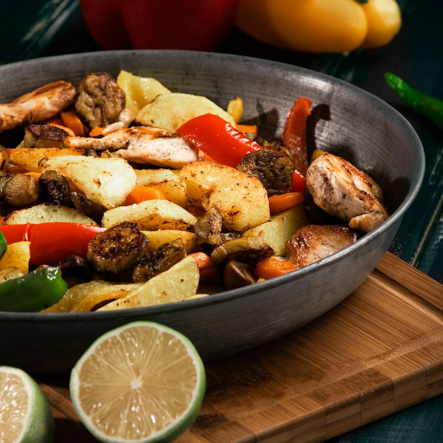 Fresh seasonal ingredients arranged for home cooking